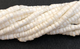 4mm Shell Heishi Beads, 24 inch Strand White Shell Moonshell