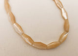 8" Natural Mother of Pearl Beads, Natural Shell Beads, Golden Natural Mother of Pearl Shells Bicone Oval