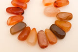 Large Carnelian Beads, Carnelian Stick Beads, Gemstone Focal Beads, Smooth Carnelian Drop Side-Drilled Beads 7 1/2" Strand