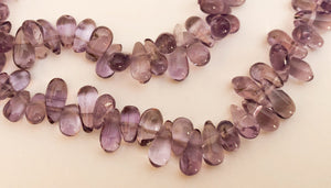 Purple Amethyst Briolette, Semiprecious Teardrop Beads, Side Drilled~14" strand