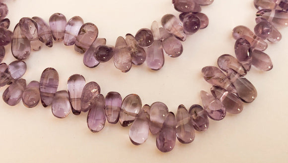 Purple Amethyst Briolette, Semiprecious Teardrop Beads, Side Drilled~14