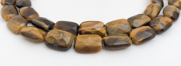 Faceted Rectangle Tiger Eye Beads 9x13~8