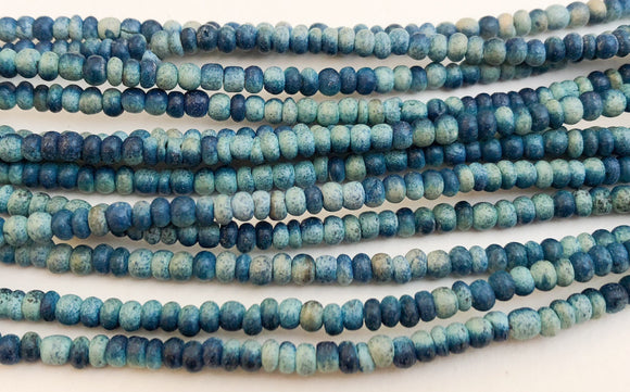 Small 2-3mm Coconut Beads,Rondelle Spacer, Natural Wood Beads, Coco Pukalet Tie-Turquoise/Navy 16