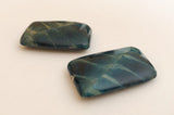 Natural Inlaid, Focal Bead, Pea Pod Beads, Inlaid Rectangle Beads Teal-2pc