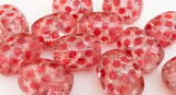 6pc Red Dotted Glass Beads Oval