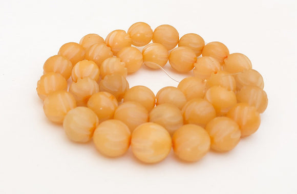 Nut Beads Buri Round Carved 10mm Yellow 16