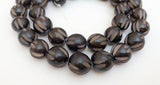 10/11mm Carved Nut Beads Buri Round Black 16" strand
