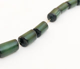 Natural Nut Beads Buri tube Dark Green 16&quot; strand