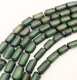 Natural Nut Beads Buri tube Dark Green 16&quot; strand