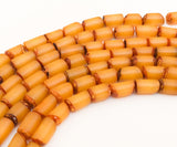 Buri Nut Beads Oval Tube Yellow 7x10mm 16" strand