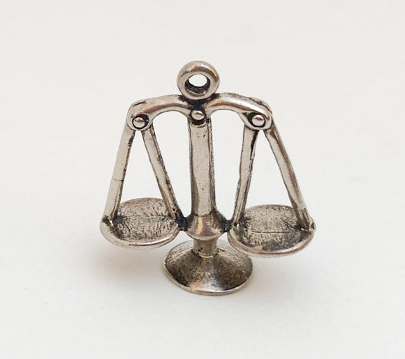 Zodiac Charm, Libra Sign Charm, Scales of Justice Charm Sterling Silver