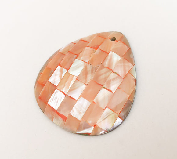Inlaid shell pendant, teardrop shell pendant, abalone shell pendant, peach shell teardrop