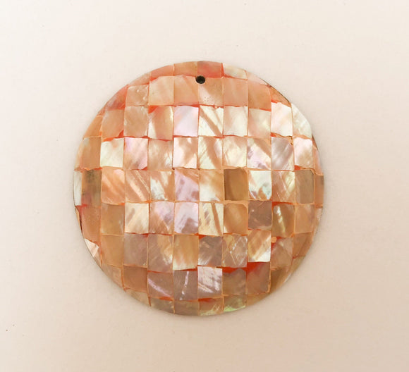 Abalone shell pendant, round shell pendant, 50mm