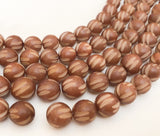 Nut Beads Buri Round Carved 10/11mm Brown 16" strand