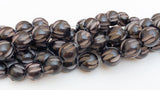 10/11mm Carved Nut Beads Buri Round Black 16" strand