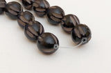 10/11mm Carved Nut Beads Buri Round Black 16" strand