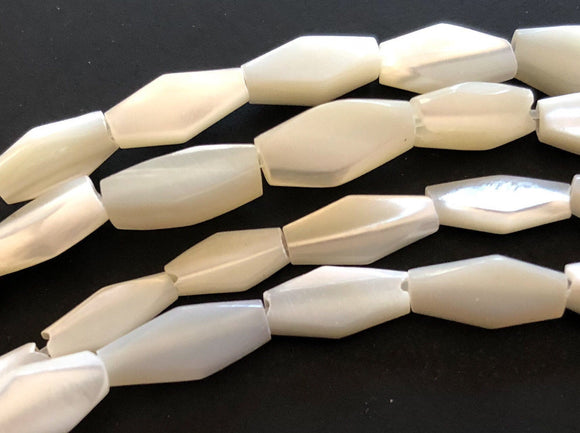 Natural Mother of Pearl, Natural Shell Beads, Shell Beads, White Mother of Pearl Shells Oval Flat Diamond 8