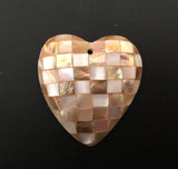 Inlaid shell pendant, mosaic pendant, mother of pearl/brownlip shell pendant heart 40 mm