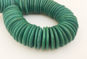 20mm Coconut Wood Discs, Coco Rondelle Saucer Green, Coconut Shell, Natural Wood Beads-30pc