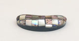 Inlaid Shell, Earring Component, Shell Mosaic, Mother of Pearl Abalone Shell Paua Cabochon Set of 2