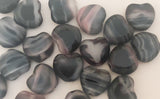 8mm Opaque Glass Hearts Czech Glass Black and Pink