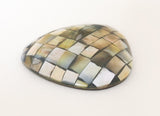 Inlaid shell pendant, mosaic pendant, blacklip shell pendant teardrop 38x40