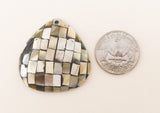 Inlaid shell pendant, mosaic pendant, blacklip shell pendant teardrop 38x40