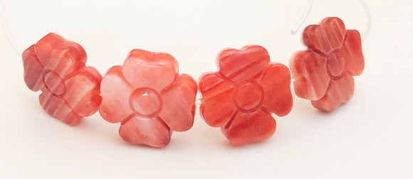 Red Orange Spiny Oyster Flower Beads Drilled Thru 12mm