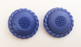 2 Large Blue vintage glass buttons