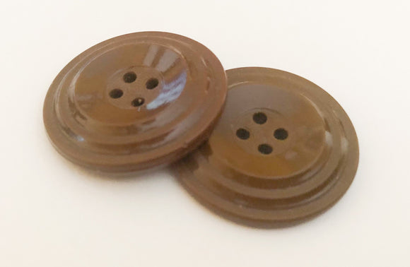 Large Vintage Antique Old Glass Buttons 1 1/4” Brown-2pc