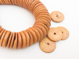 Dyed Wood Discs, 20mm Coco Pukalet Rondelle, Large Wood Beads Yellow-30pc