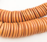 Dyed Wood Discs, 20mm Coco Pukalet Rondelle, Large Wood Beads Yellow-30pc
