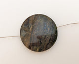 Flat Round Green Stone, Focal Gemstone Bead, 35mm Pendant, Large Stone-1pc