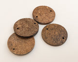 Connector Beads 30mm, Coconut Disc Brown Unpolished 10 Count