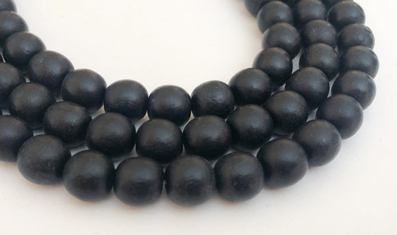 10mm Round Wood Beads Black-16