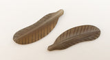 Horn feather pendant, gray horn pendant-2pc