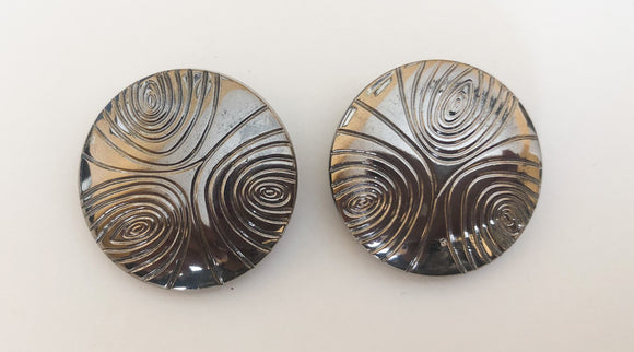 Metallic luster vintage glass button lot-2pc