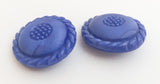 2 Large Blue vintage glass buttons