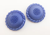 2 Large Blue vintage glass buttons