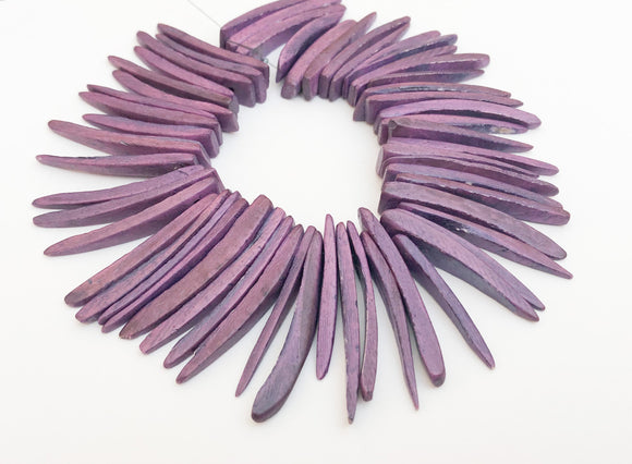 Wood Stick Beads Lavender-30pc