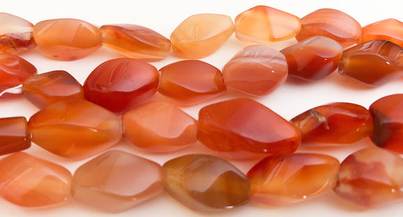 Twist Fire Agate Beads, Orange Gemstone Twist Oval Tube Beads