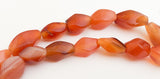 Twist Fire Agate Beads, Orange Gemstone Twist Oval Tube Beads