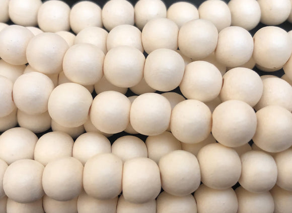 8mm Whitewood Round, Natural Wood Beads, Wood Round 8mm, Bleached Dica 16” Strand