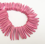Stick Beads, Spike Beads, Coconut Shell Tusk Sticks Pink-30pc