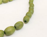 Green Oval Beads, Wood Oval Lime Green-16” strand