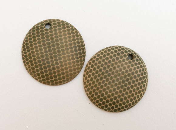 37mm Wood Disc Earring Component Pendant Khaki-2pc