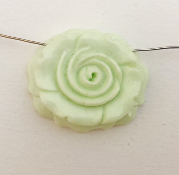 Lovely Pale Green Carved Stone Flower Pendant