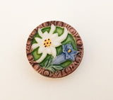 Bavarian Vintage Glass Button Edelweiss