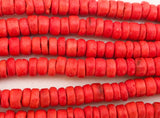 Wood Coconut Rondelle Beads 5mm Tangerine Orange