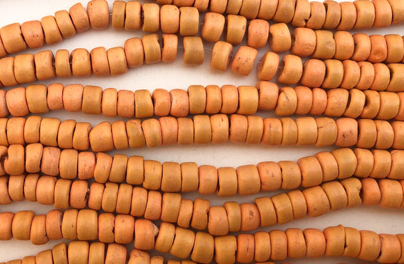 5mm Rondelle Beads, Coconut Shell Pukalet Spacers Orange
